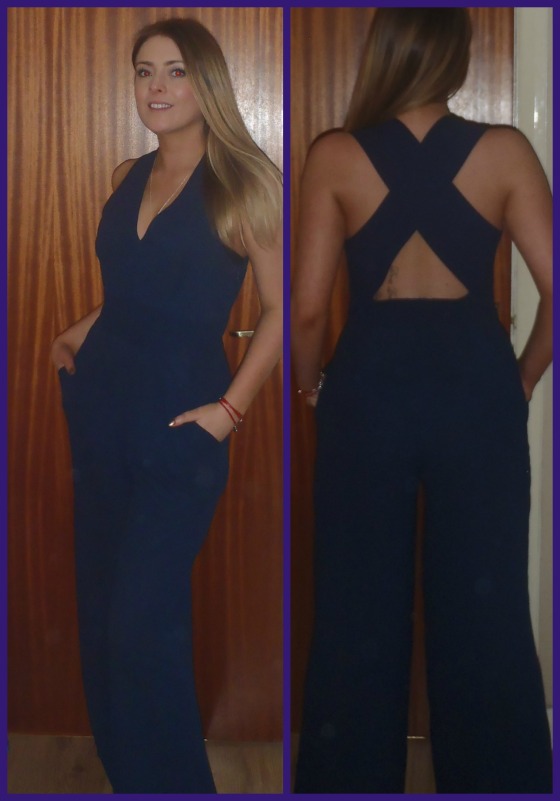In Love with fashion cross back navy jump suit